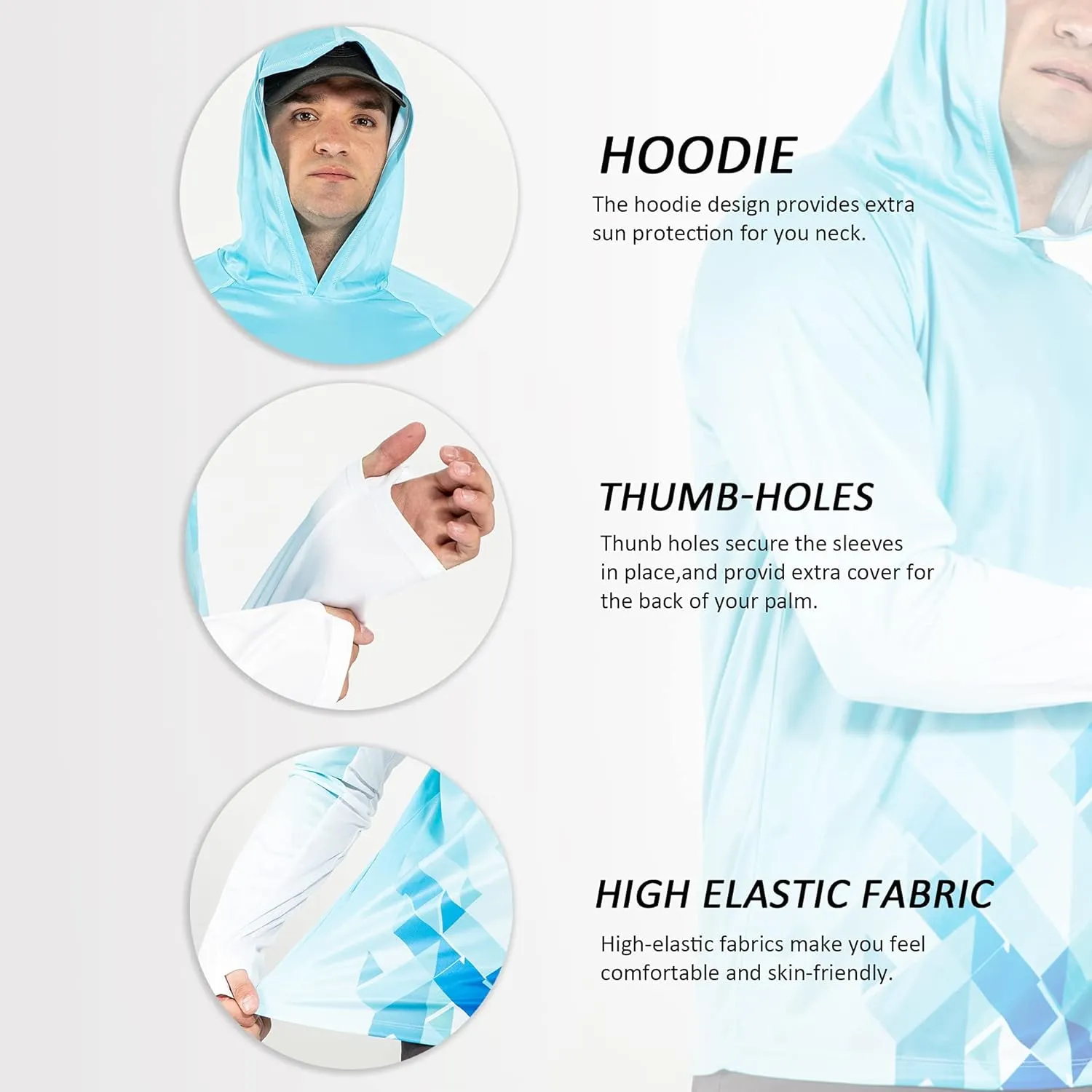 Men's Sun Protection Shirts UPF 50  Long Sleeve Hoodie for Outdoor Activities