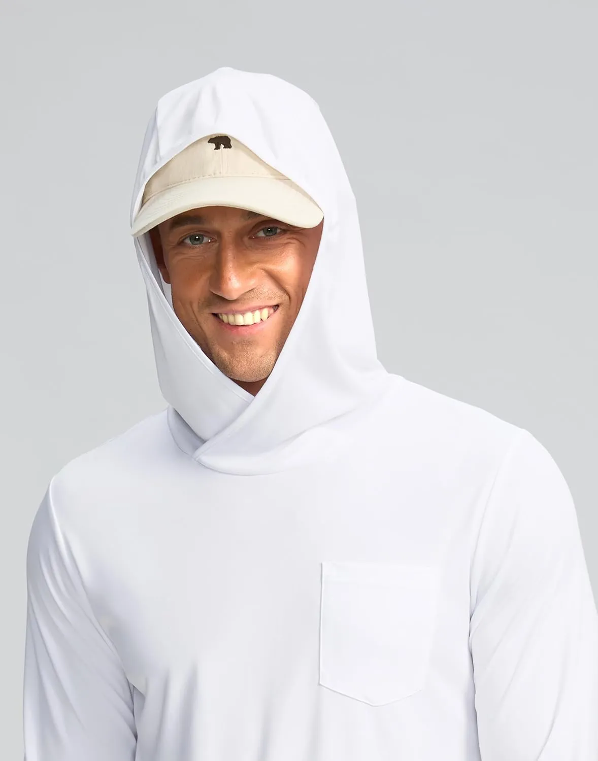 Men's Sun Protection Shirts UPF 50  Long Sleeve Hoodie with 2 Pockets UV SPF Fishing Hiking Rash Guard Shirts