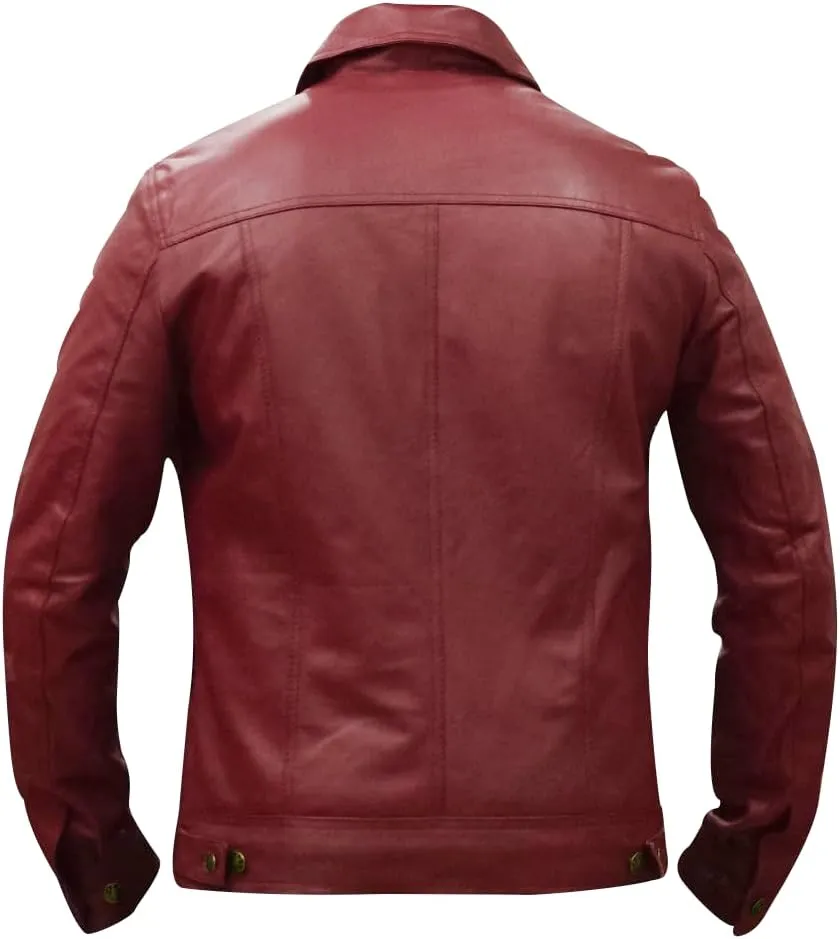 Mens Vintage Style Trucker Leather Jacket Lambskin Classic Fashion Mens Motorcycle Jackets