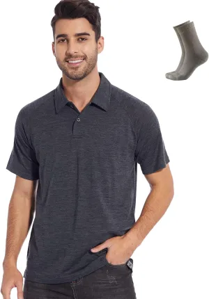 MERINNOVATION Merino Wool Polo Shirts Men - 100% Merino Wool Shirts for Men Short Sleeve Wicking Base Layer
