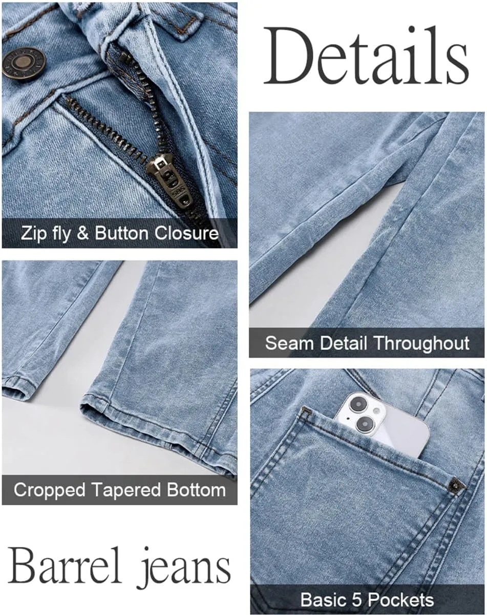 Mid Rise Leopard Print Barrel Jeans for Women Stylish Boyfriend Wide Leg Baggy Denim Pants Trendy Printed Pants