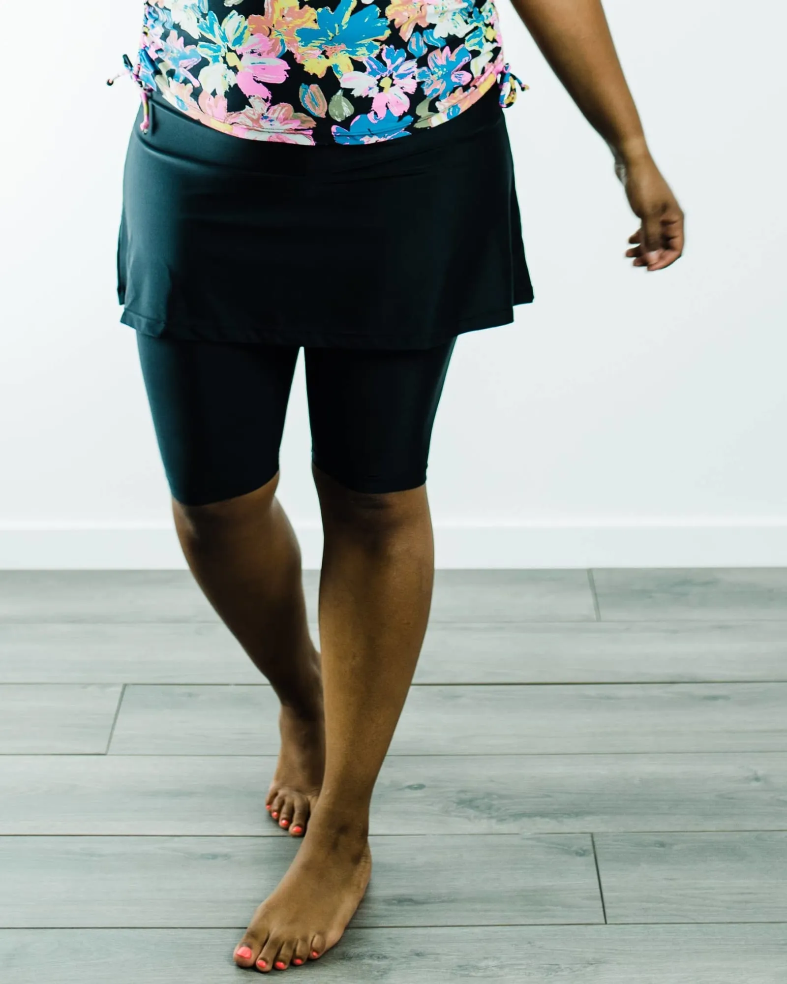 Midi Swim Skort | Black