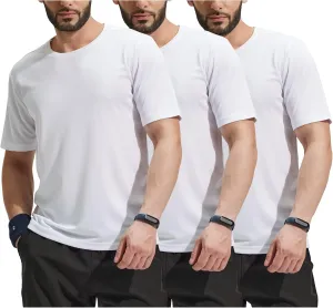 MIER Mens Workout Shirts Short Sleeve T-Shirt Lightweight Running Dry Fit Athletic Shirts Moisture Wicking, 3 Pack
