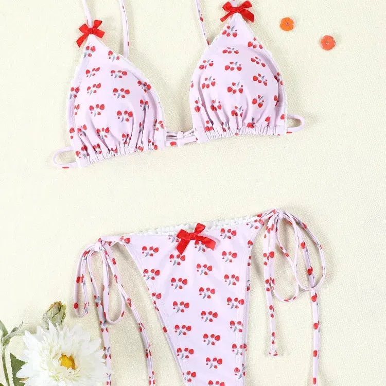 Mini Bowknot Bikinis Set for Women Patchwork Swimsuit