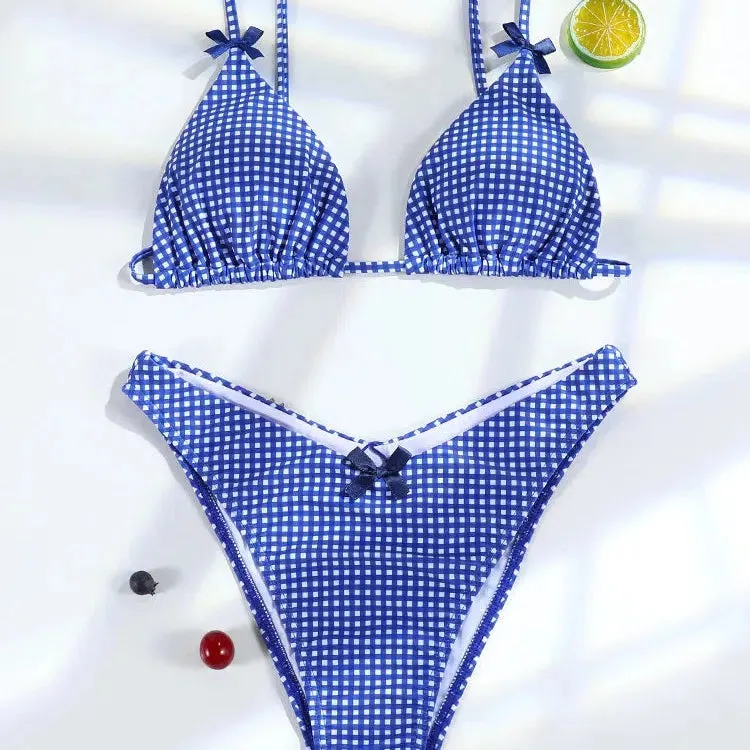 Mini Bowknot Bikinis Set for Women Patchwork Swimsuit