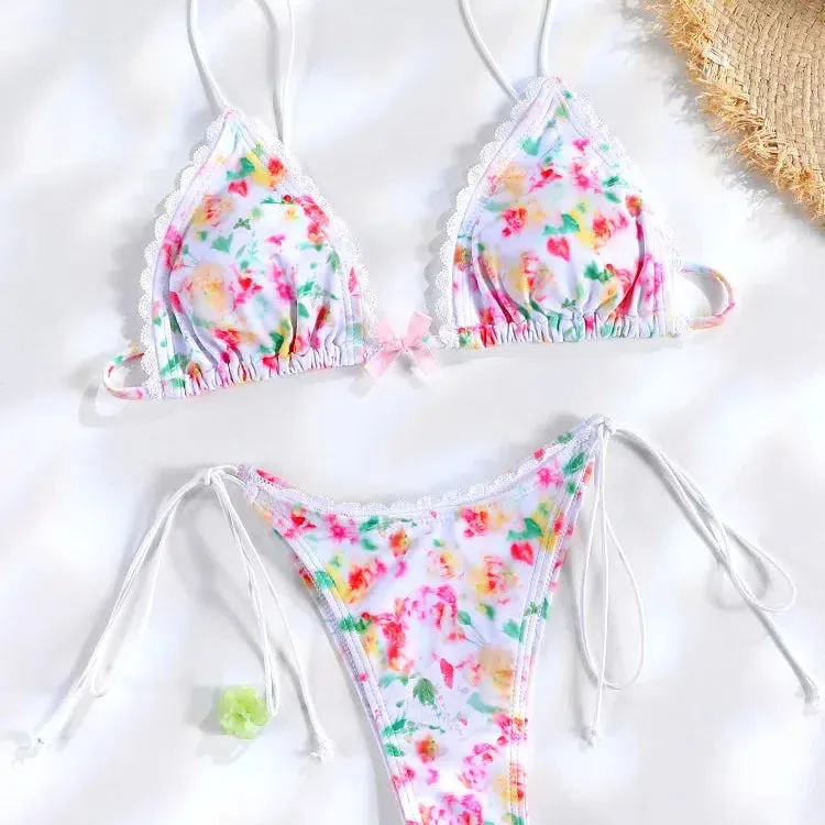 Mini Bowknot Bikinis Set for Women Patchwork Swimsuit