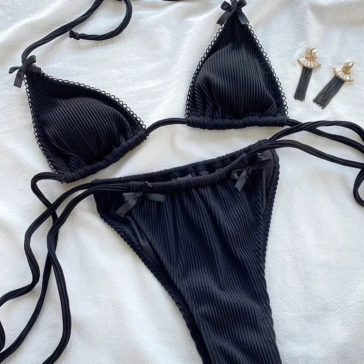 Mini Bowknot Bikinis Set for Women Patchwork Swimsuit