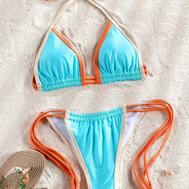 Mini Bowknot Bikinis Set for Women Patchwork Swimsuit