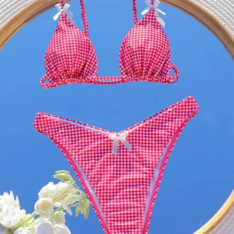 Mini Bowknot Bikinis Set for Women Patchwork Swimsuit