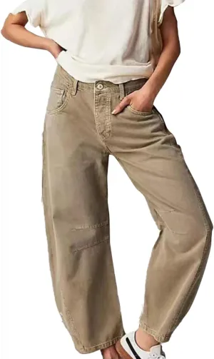 Miyaomn Vintage Barrel Jeans for Women High Waisted Wide Leg Baggy Cropped Harem Pants Y2k Boyfriend Stretch Denim Trousers