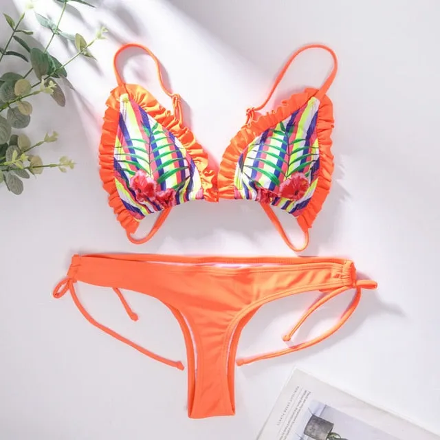 Miyouj Ruffle Bikini Off Shoulder