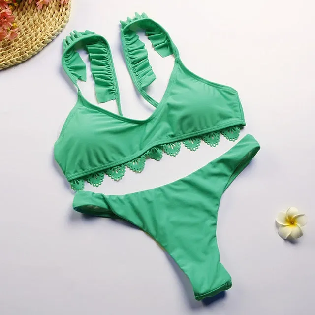 Miyouj Ruffle Bikini Off Shoulder