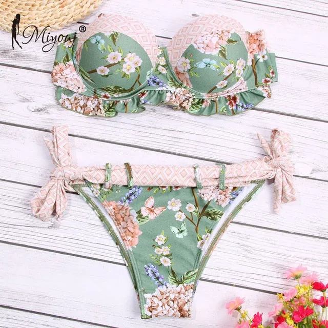 Miyouj Ruffle Bikini Off Shoulder