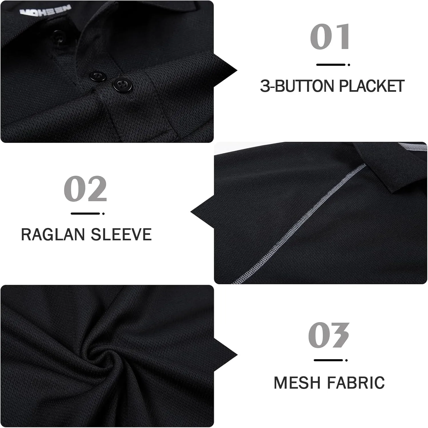MOHEEN Men's Golf Shirts Short Sleeve Moisture Wicking Polo T-Shirts Athletic Quick Dry Fit Performance Collared UPF 50 