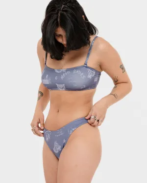 Neon Bones Bikini Brief - Smoke Blue