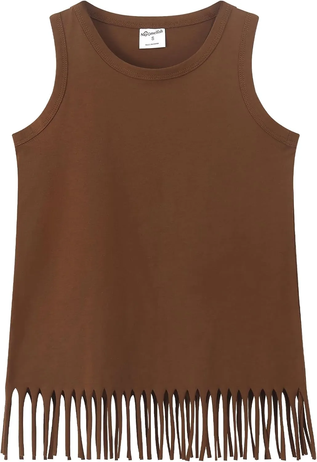 Noomelfish Girls Fringe Tank Tops Cotton Summer Sleeveless Shirts (5-12 Years)