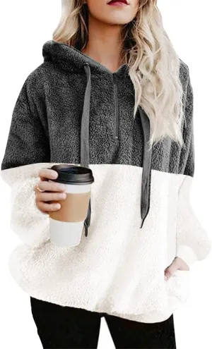 onlypuff Sherpa Pullover Sweaters for Women Fleece Sweatshirts Winter Warm Tunic Tops Pullover