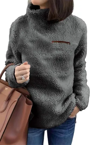 onlypuff Sherpa Pullover Sweaters for Women Fleece Sweatshirts Winter Warm Tunic Tops Pullover