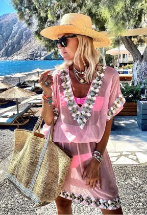 Pink Silk Beach Cover up