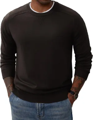 PJ PAUL JONES Men's Crewneck Sweaters Casual Crew Neck Sweatshirt Wool Blend Knit Pullovers