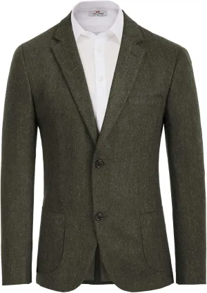 PJ PAUL JONES Men's Herringbone Tweed Blazer British Wool Blend Sport Coat Jacket