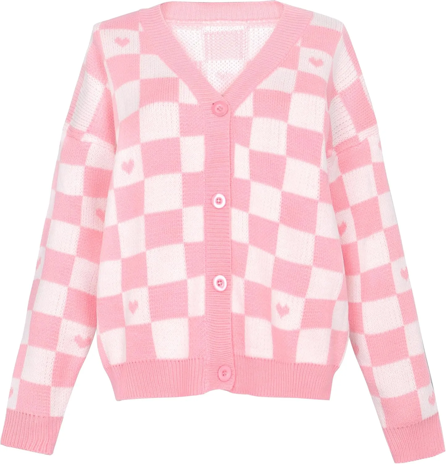 Plaid Cardigan Sweaters for Women Girls Long Sleeve Open Front Knit Cardigans JK School Uniform
