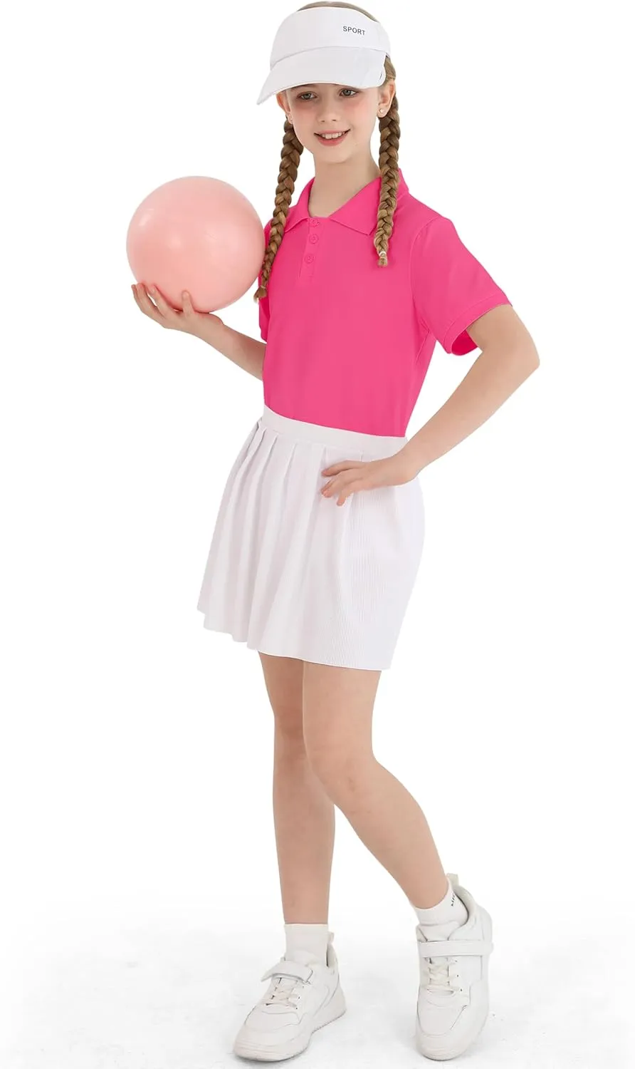 Poroka 5 Pack Girls' School Uniform Short Sleeve Polo Shirts Girl Cotton Uniform Shirts Golf Polo Shirt