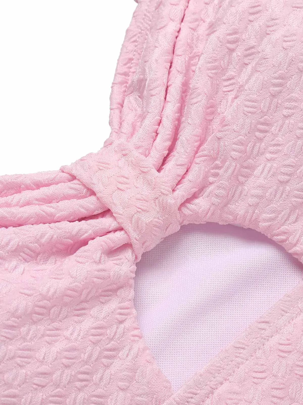 [Pre-Sale] Pale Pink 1950s Solid Ruched Swimsuit