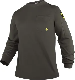 PTAHDUS FR Shirts for Men,5.5oz/7.1oz Round Neck Flame Resistant Long Sleeve Shirts, 100% Cotton Workwear FR Clothing for Men