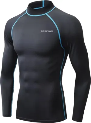 Rash Guard for Men Long Sleeve UPF 50  Mens Swim Shirts UV Protection Compression Surfing Water Shirts Quick Dry