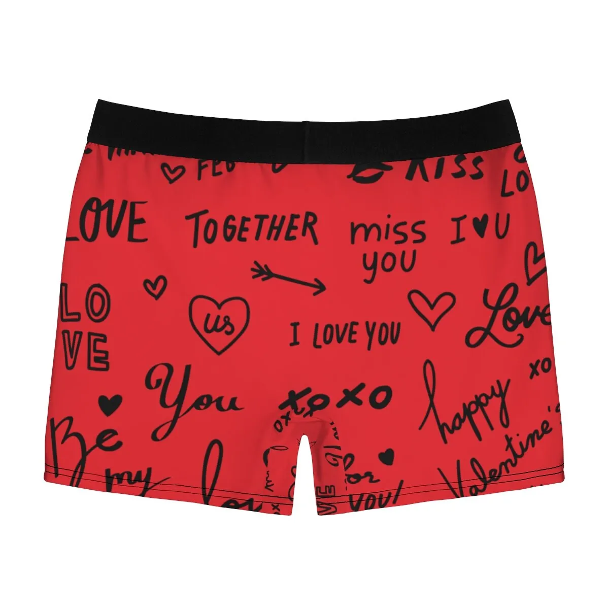 Red Black Love Notes Mens Boxer Briefs,Gift for Him/Christmas/Birthday/Engagement/Anniversary/Funny Gifts/Halloween/Thanksgiving/Valentines