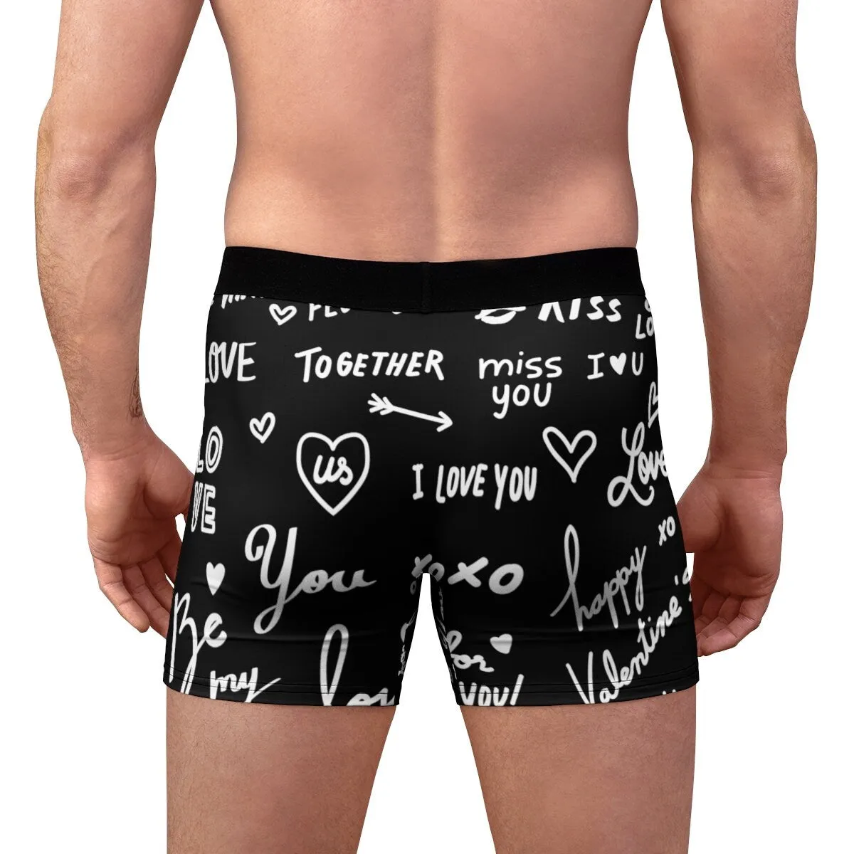 Red Black Love Notes Mens Boxer Briefs,Gift for Him/Christmas/Birthday/Engagement/Anniversary/Funny Gifts/Halloween/Thanksgiving/Valentines