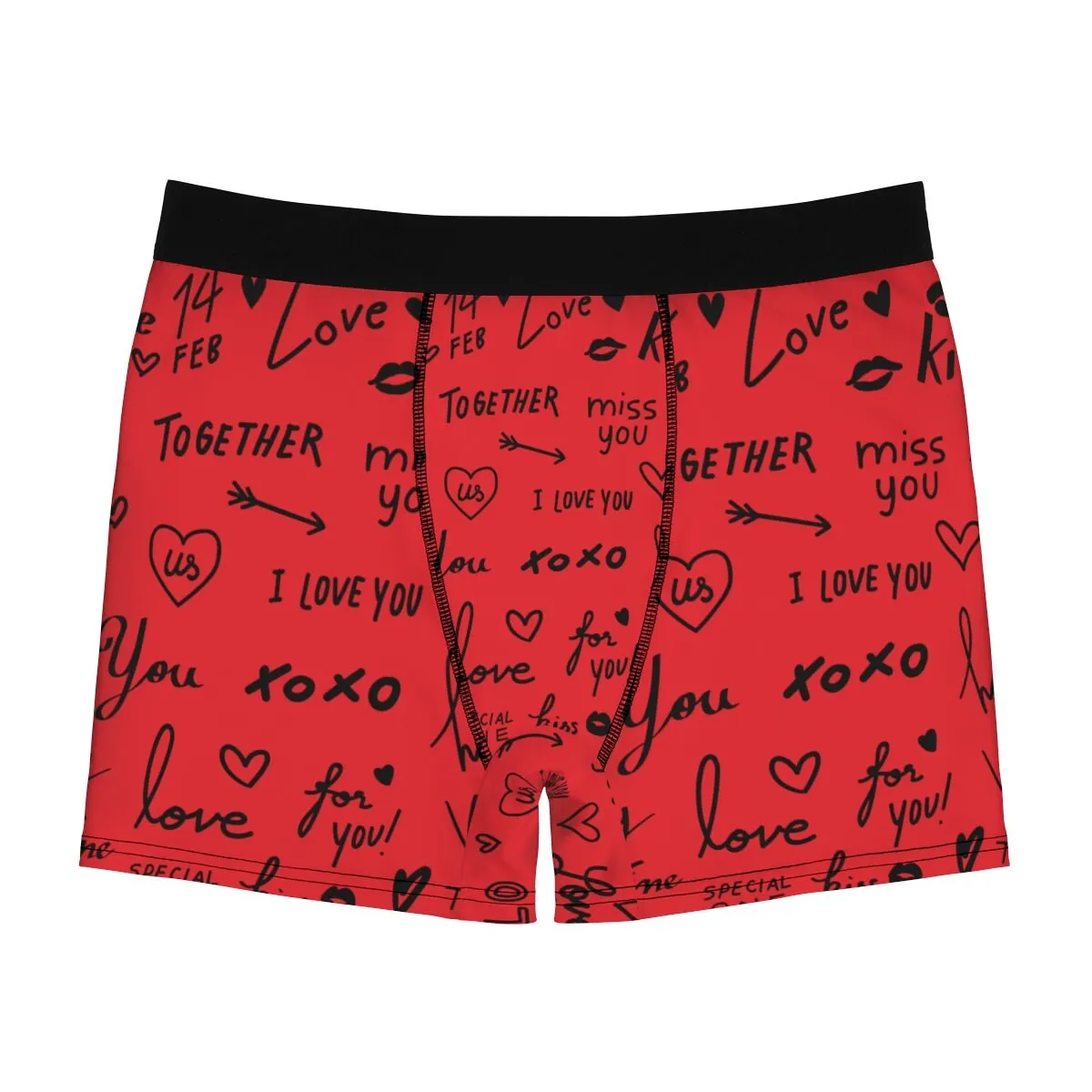 Red Black Love Notes Mens Boxer Briefs,Gift for Him/Christmas/Birthday/Engagement/Anniversary/Funny Gifts/Halloween/Thanksgiving/Valentines