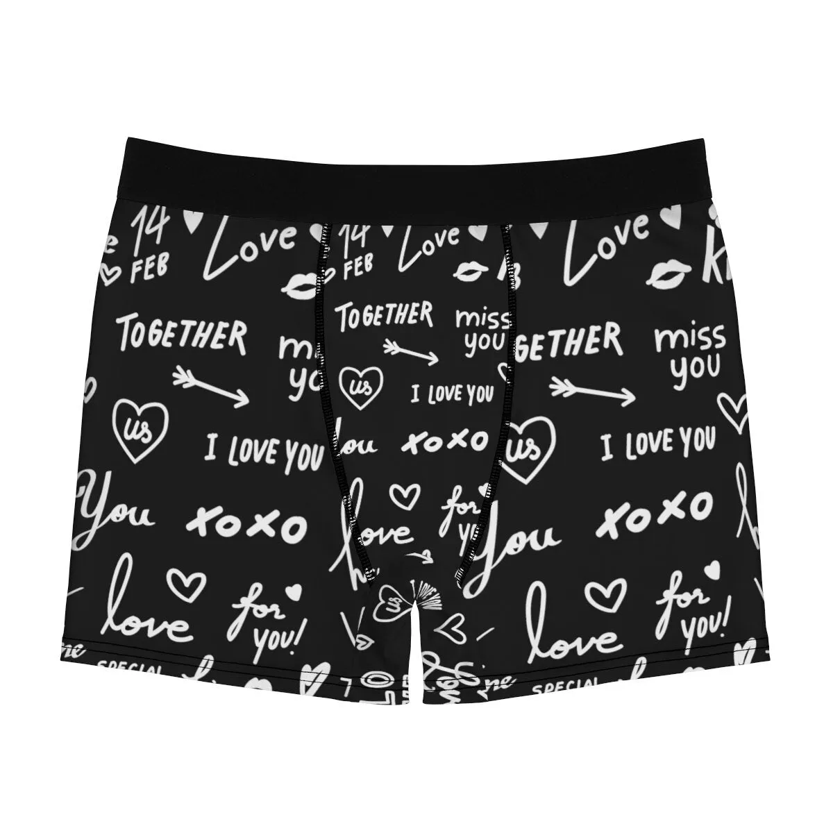 Red Black Love Notes Mens Boxer Briefs,Gift for Him/Christmas/Birthday/Engagement/Anniversary/Funny Gifts/Halloween/Thanksgiving/Valentines