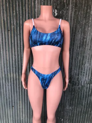 Ripped denim reversible bikini