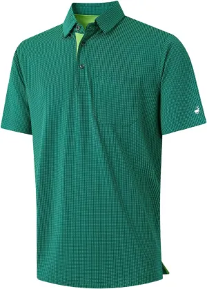 Rouen Mens Golf Shirts Short Sleeve Dry Fit Jacquard Performance Moisture Wicking Casual Pocket Collared Polo Shirts for Men