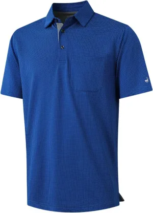Rouen Mens Golf Shirts Short Sleeve Dry Fit Jacquard Performance Moisture Wicking Casual Pocket Collared Polo Shirts for Men