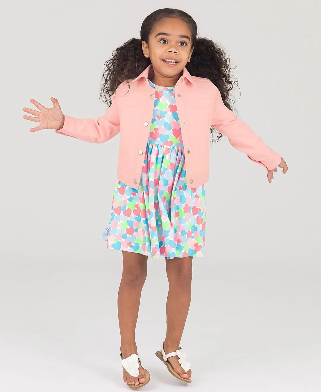 RuffleButtsBaby/Toddler Girls Stretch Denim Jean Jacket
