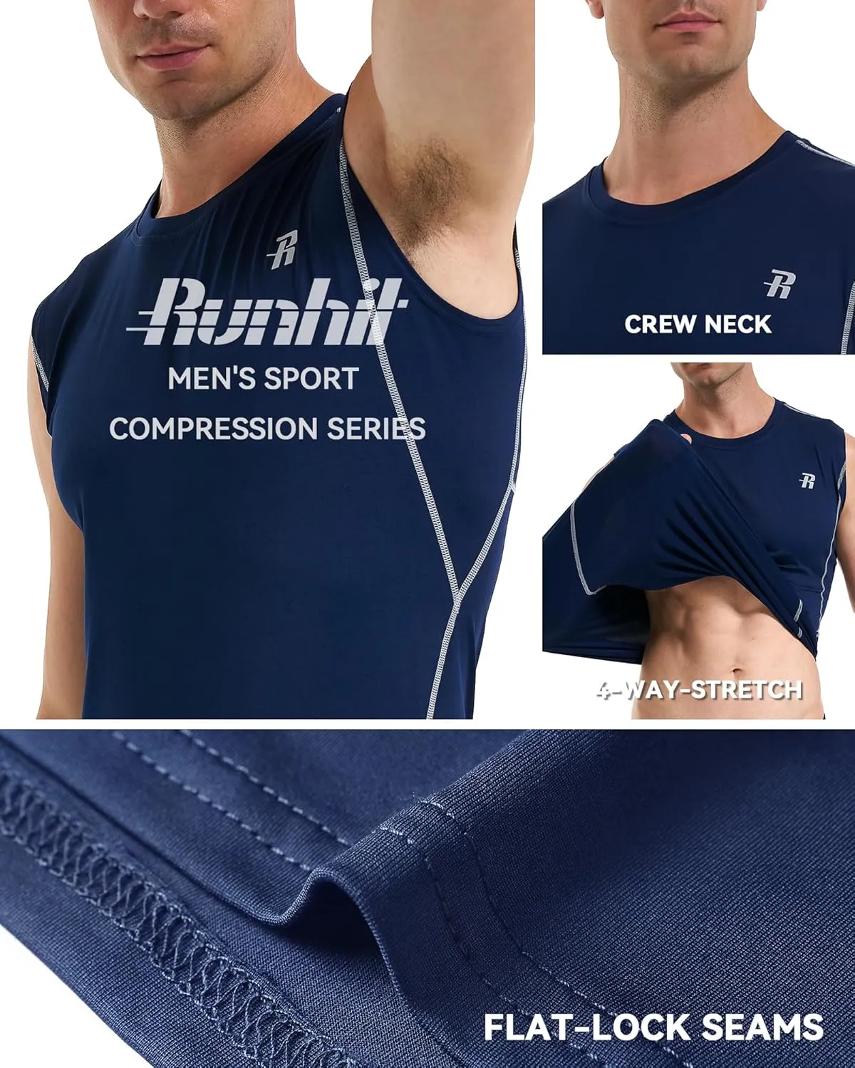 Runhit Sleeveless Compression Shirt Men Tank Top Athletic Muscle Shirts for Men