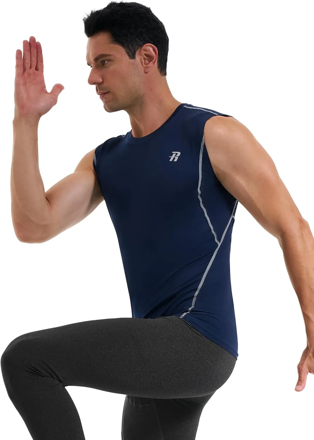 Runhit Sleeveless Compression Shirt Men Tank Top Athletic Muscle Shirts for Men