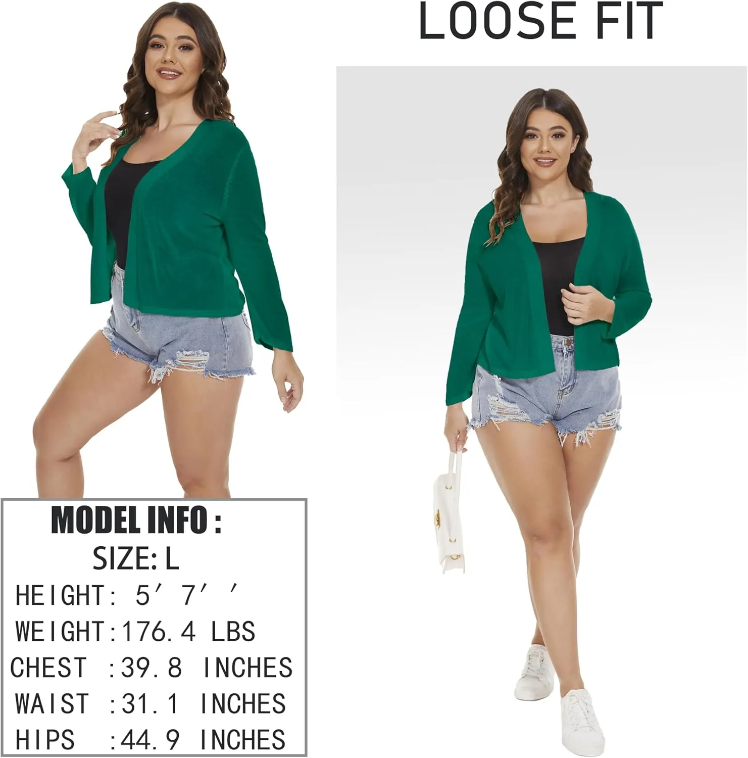 Satuun Women's 3/4 Sleeve Bolero Shrugs Lightweight Open Front Cropped Cardigan Sweaters