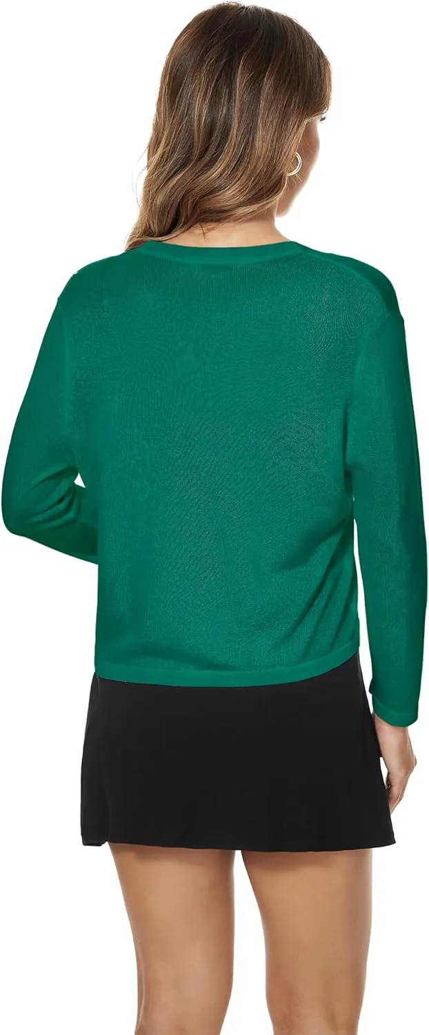 Satuun Women's 3/4 Sleeve Bolero Shrugs Lightweight Open Front Cropped Cardigan Sweaters