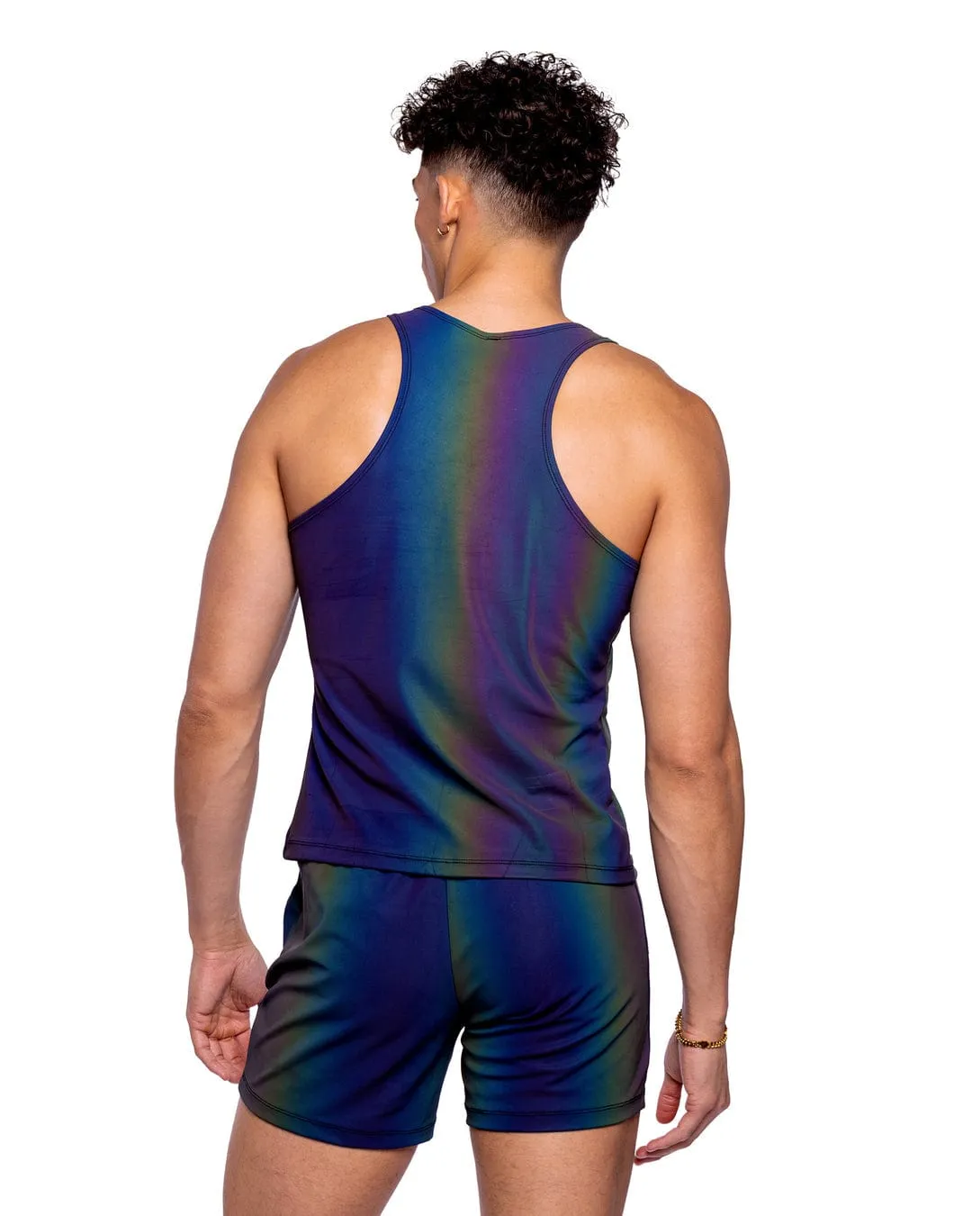 Sexy Men's Rainbow Reflective Shorts w/ Zipper Pockets