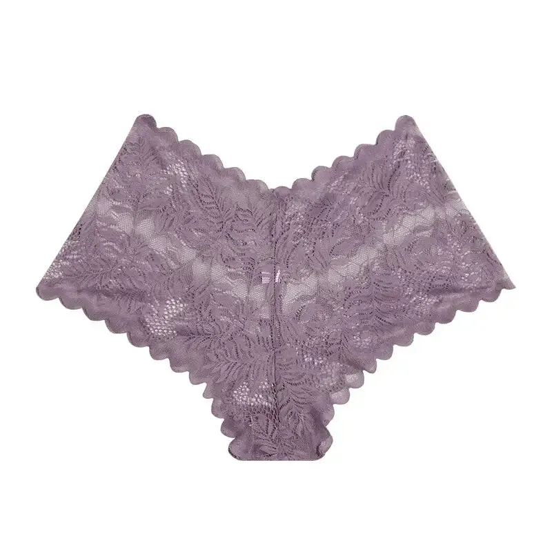 Sexy Mesh Lace Low Rise Boyshort Briefs - Womens Hollow Out See-Through Lingerie