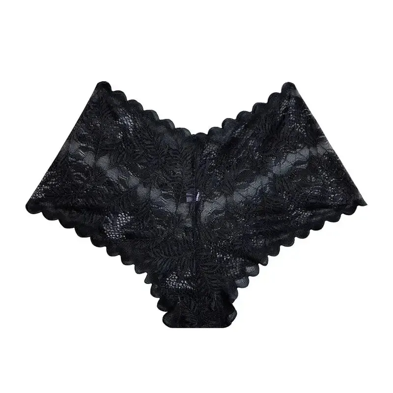 Sexy Mesh Lace Low Rise Boyshort Briefs - Womens Hollow Out See-Through Lingerie