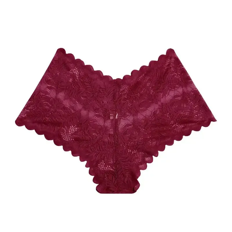 Sexy Mesh Lace Low Rise Boyshort Briefs - Womens Hollow Out See-Through Lingerie