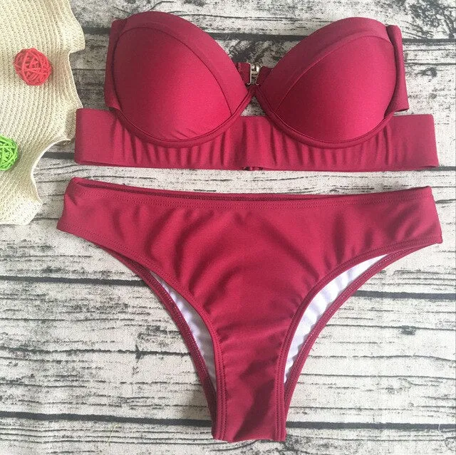 Sexy Swimsuit Bikini Set Push Up Underwire Shell Padded