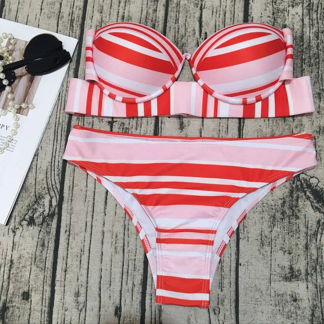 Sexy Swimsuit Bikini Set Push Up Underwire Shell Padded