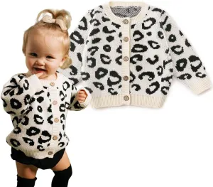 Simplee kids Baby Sweater Animal Leopard Printed Baby Cardigan for Autumn Fall