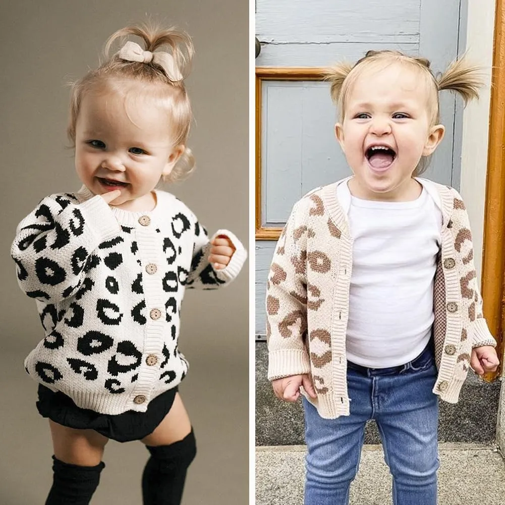 Simplee kids Baby Sweater Animal Leopard Printed Baby Cardigan for Autumn Fall